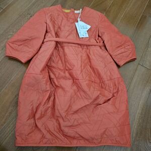 Tia Cibani Kids Padded Pueblo Dress Orange Saffron Quilted 3-4T Designer NWT